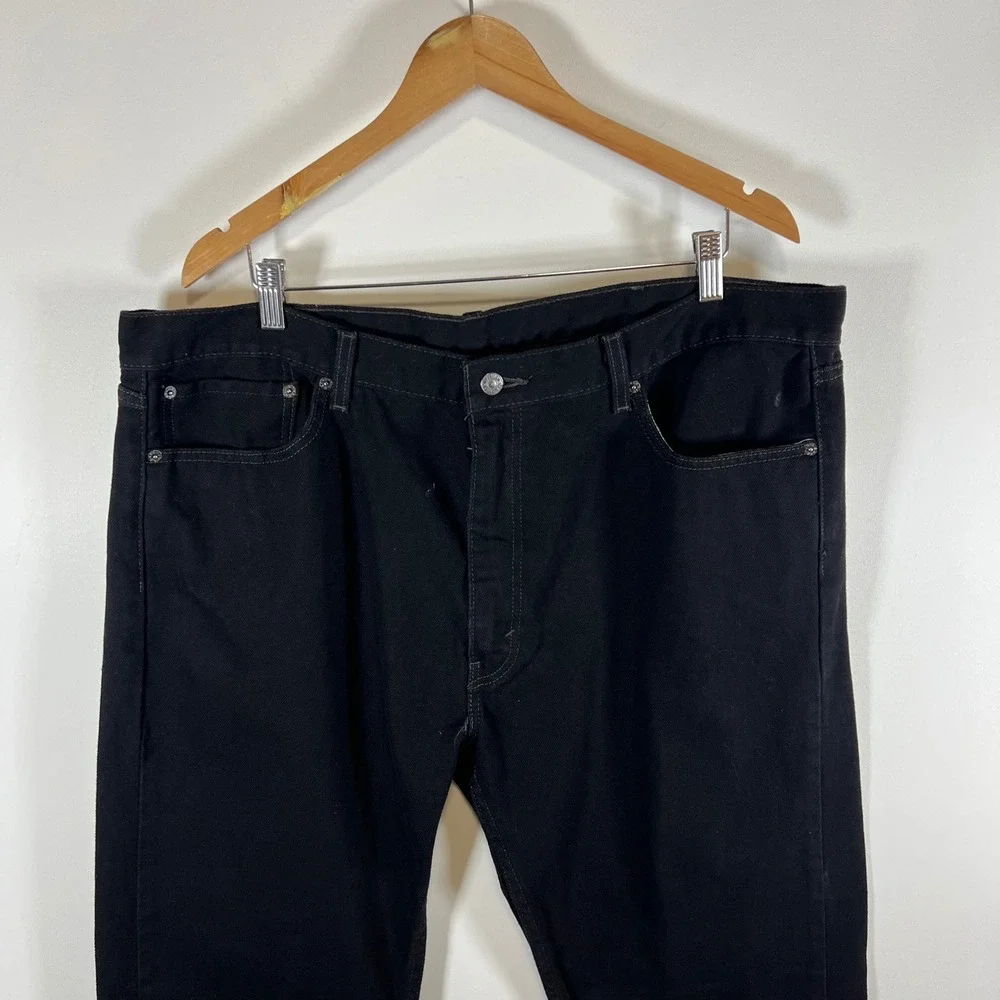 Levis 505 Regular‎ Fit Straight Leg Black Denim Jeans Mens W42 L32 100% Cotton